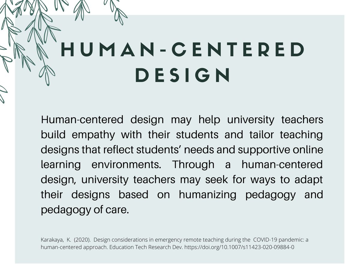 kdr_karakaya's tweet photo. Design considerations in emergency remote teaching
during the COVID-19 pandemic: a human-centered approach.
https://t.co/ixU55u0Wqj
#edtech #humanizingpedagogy #humancenteredapproach #emergencyremoteteaching #pedagogyofcare https://t.co/bQFTQHGgtH