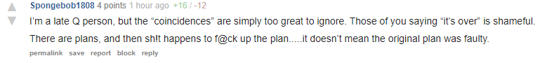 Apparently electing Biden was enough to stop "the plan", but therefore cannot prove that there was no plan."No, see, Q was right, the world just didn't conform to his correct predictions".