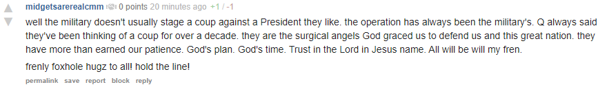 Apparently electing Biden was enough to stop "the plan", but therefore cannot prove that there was no plan."No, see, Q was right, the world just didn't conform to his correct predictions".