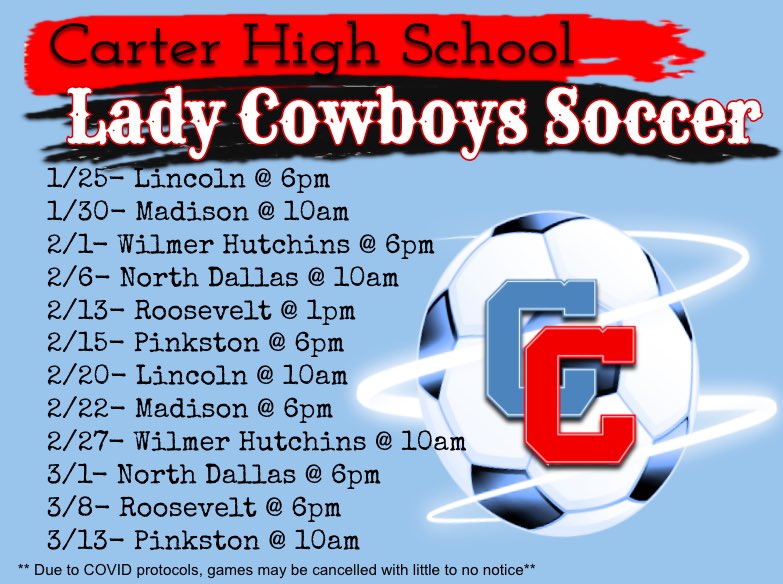 DWCSoccer's tweet photo. 🚨🚨🚨 District starts next week! Peep the schedule and come support YOUR Lady Cowboys! Tickets will be sold online only at https://t.co/eV1Ss9NBxv! We’re hungry let’s gooo💪🏾⚽️ https://t.co/ctJZBQEiwE