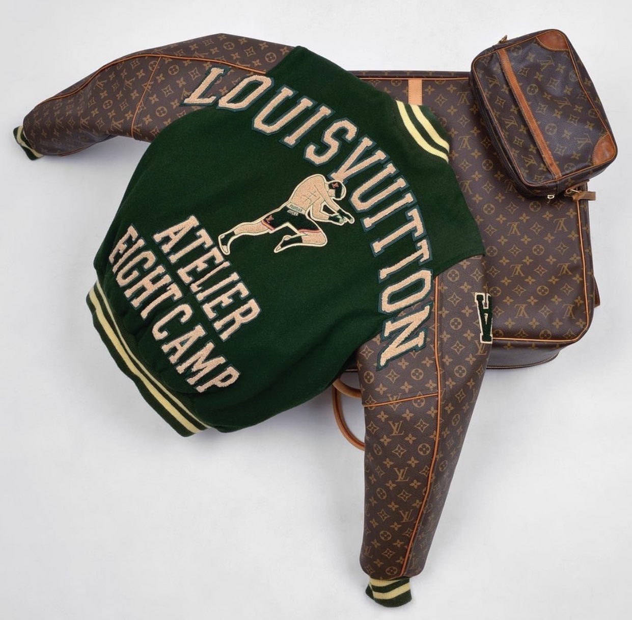 Outlander Magazine on X: Louis Vuitton custom Varsity Jacket made from Vintage  LV Luggage by Lone Dabiri!🖤  / X