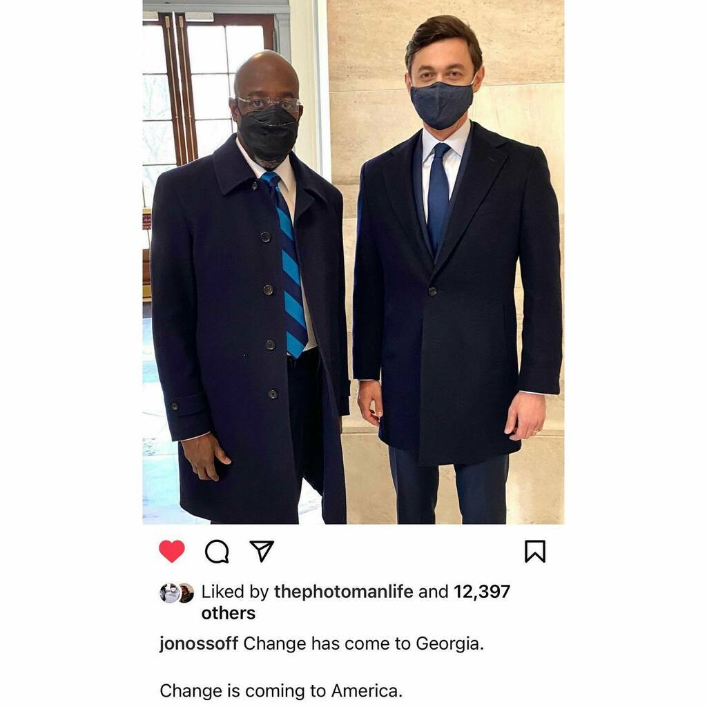 TheYBF's tweet photo. The newest members of the US Senate, the gentlemen from Georgia, were front and center at Inauguration. #Osoff #Warnock https://t.co/0mEjUFvA8a https://t.co/Y2s7i7Qk9q