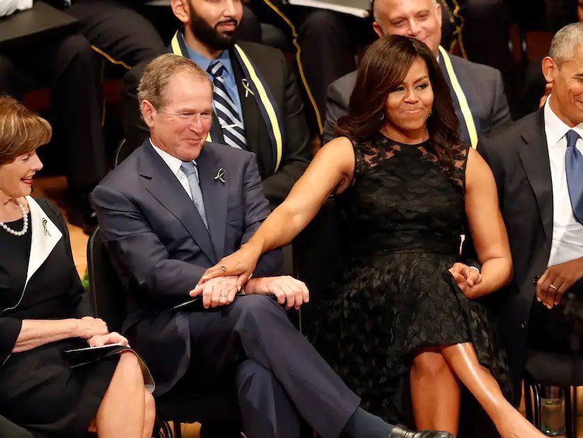 itslousimon's tweet photo. If he don’t love me like Bush love Michelle, I don’t want him https://t.co/4VPU01OYot