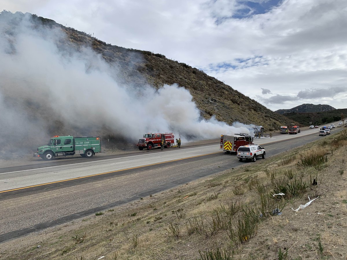 .<a href="/CALFIRESANDIEGO/">CAL FIRE/San Diego County Fire</a> is at scene with <a href="/ClevelandNF/">Cleveland NF</a> of a motorhome fire into the vegetation on I-8 West, west of Japatul Valley Rd. Vegetation fire stopped at 1/4 acre; units remain at scene for mop-up/containment. I-8 West heavily impacted in area; expect delays- avoid if possible.