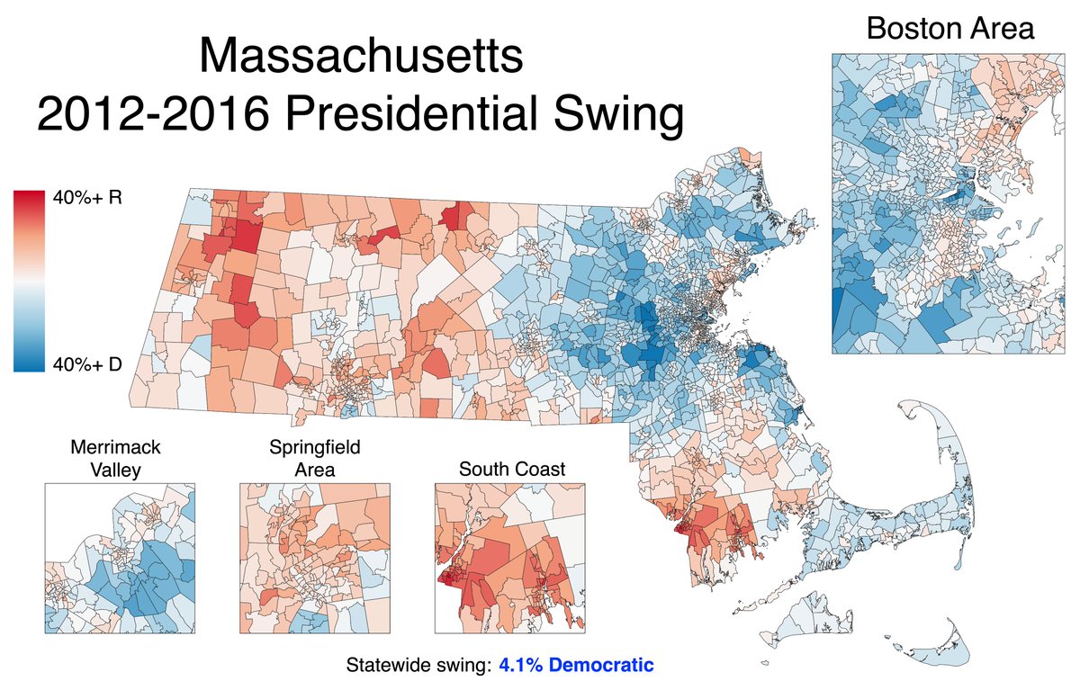 Here are the raw swings by precinct (NOT relative to the state). Most of the movement happened between 2012 and 2016, though some heavily Hispanic areas lurched toward the GOP in 2020.