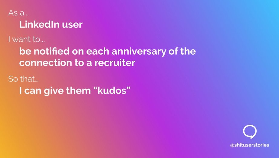 30DaysOfProduct's tweet photo. #ProductManagement can be both extremely challenging, but also very satisfying. Some humor goes a long way and the one of the best ways you can get that is from @shituserstories https://t.co/gFYoykHpx9