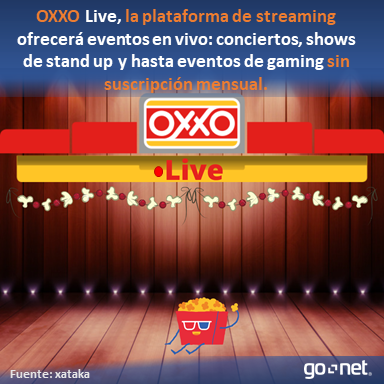 gonetus's tweet photo. Oxxo decide unirse a los servicios de streaming en México con Oxxo Live, la plataforma que competirá contra Ticketmaster Live, ofreciendo eventos en vivo. #gonetnews https://t.co/MSxNTRwdsP
