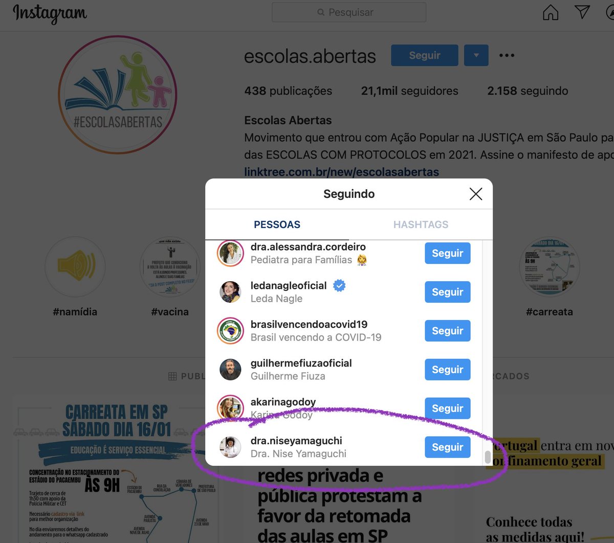 fernandocasssio's tweet photo. APAGANDO AS PROVAS. Assim como Bolsonaro finge que não é com ele, tem movimento "social" da elite paulistana que reivindica autoridade científica para forçar a reabertura das escolas públicas deixando de seguir negacionista e cloroquiner no Instagram. Mas os prints nunca morrem. https://t.co/IzzUbmsxEw