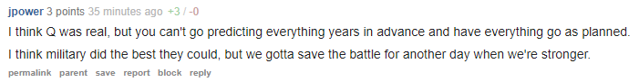I do like them blaming Q and Trump, now, for the fact that Q didn't come true.