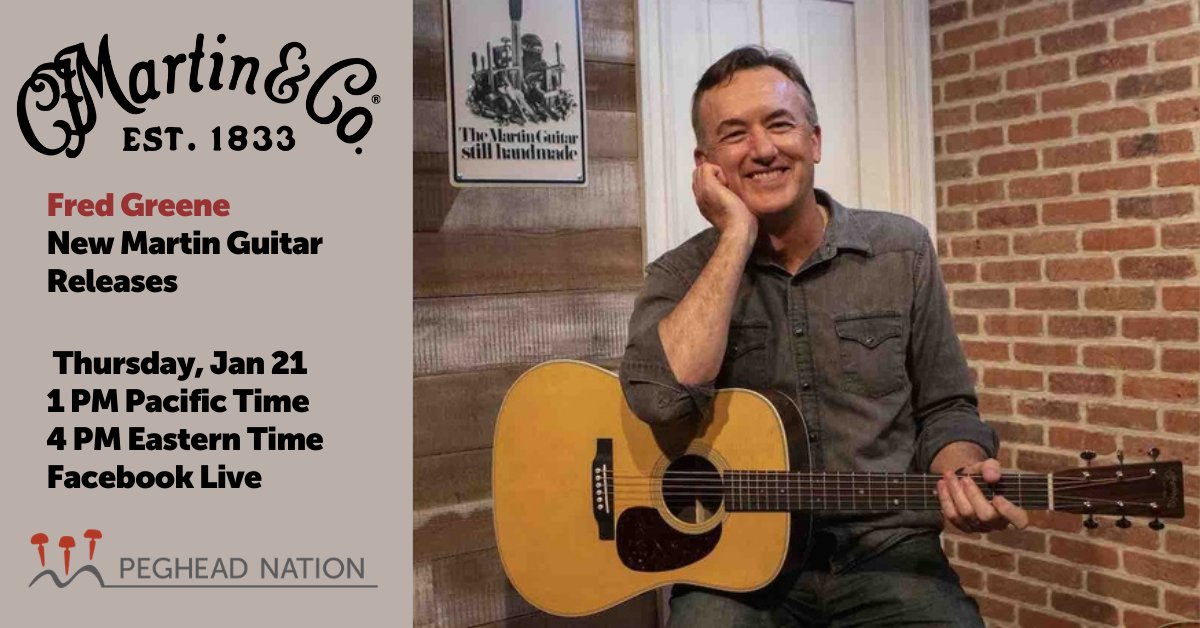 Join us tomorrow, Thursday, January 21 at 1:00 PM Pacific, on <a href="/PegheadNation/">Peghead Nation</a>'s Facebook page, for a live conversation with <a href="/MartinGuitar/">Martin Guitar</a>'s Fred Greene, who will talk about the great new Martin guitars and ukuleles announced this week! #acousticguitar #believeinmusic #namm2021