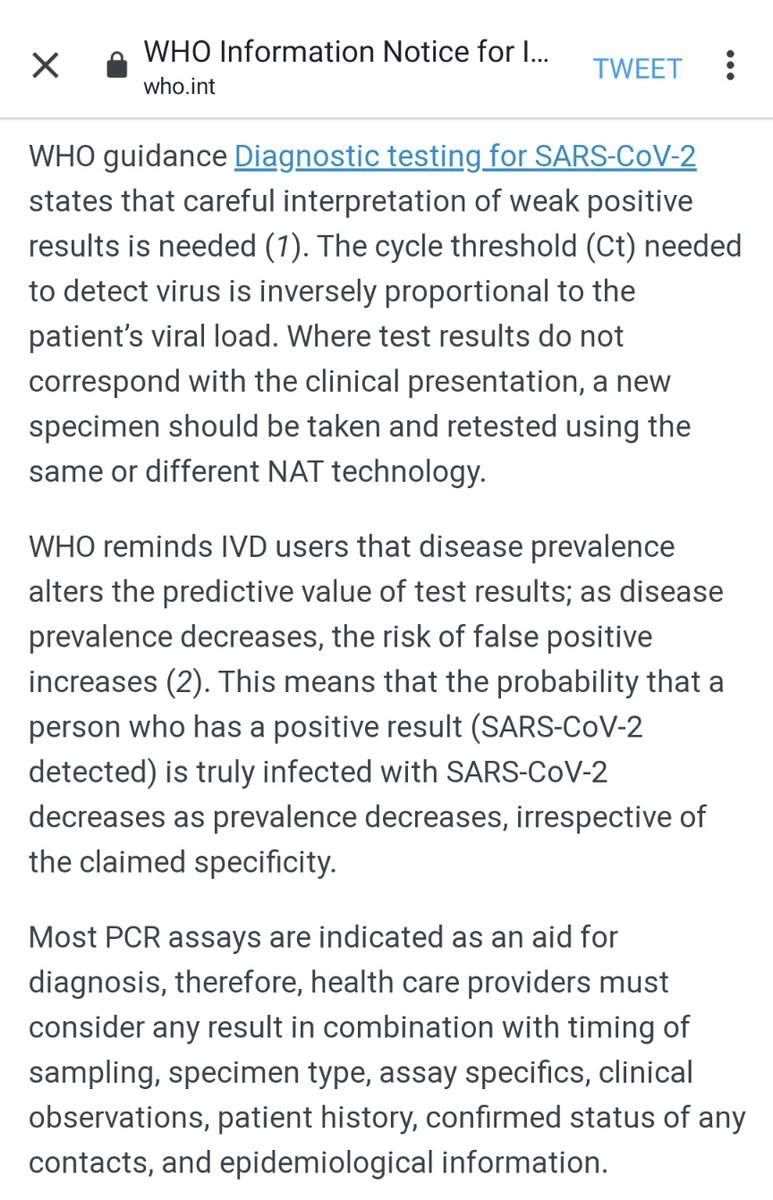 Gotta add here that the WHO guidance as I read it remains (perhaps necessarily) vague with regard to the cycle threshold. They have not said 20 cycles. That's why I write "if." But the new guidance urges caution in clear language.