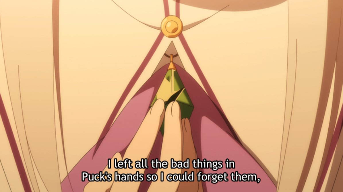 Emilia sees right through this, having had insecurities of her own that she hid — but what's really noteworthy here is her acknowledgement of how reliant she'd become on Puck, and how she will now find her own resolve by moving forward by herself.