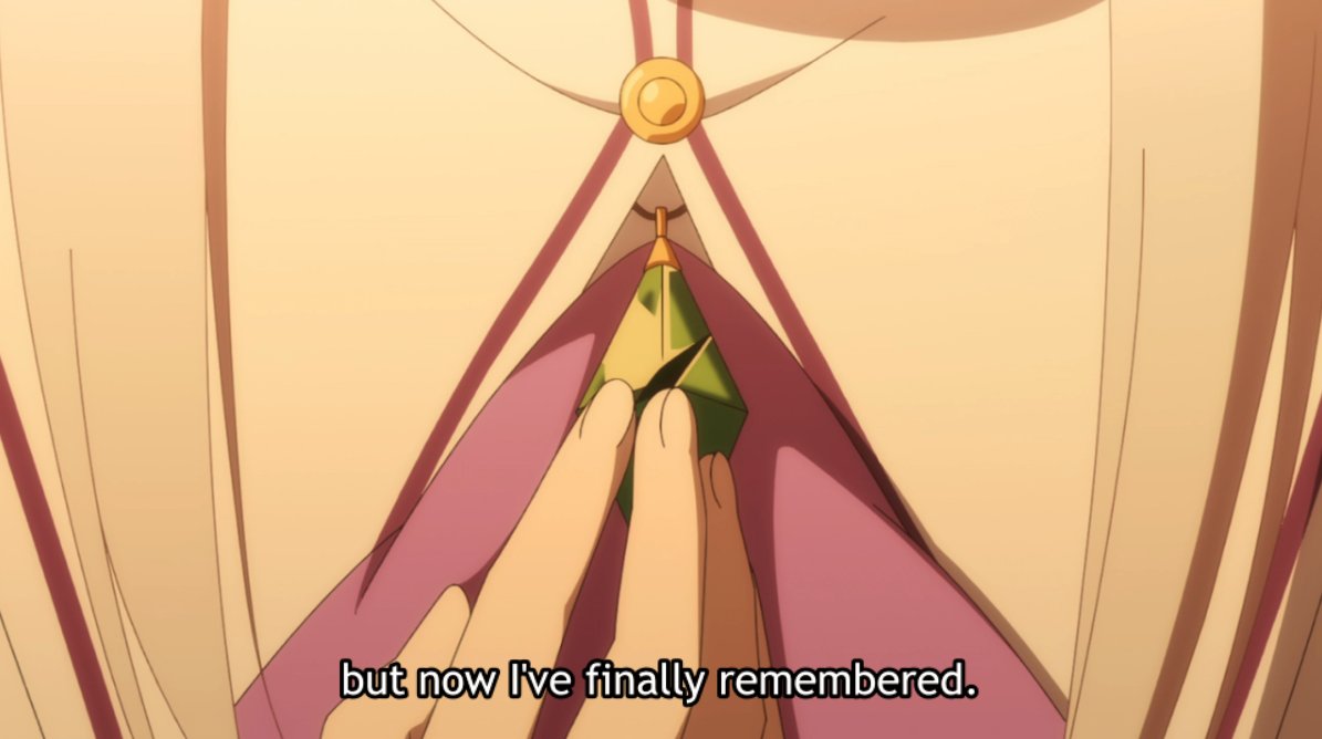 Emilia sees right through this, having had insecurities of her own that she hid — but what's really noteworthy here is her acknowledgement of how reliant she'd become on Puck, and how she will now find her own resolve by moving forward by herself.