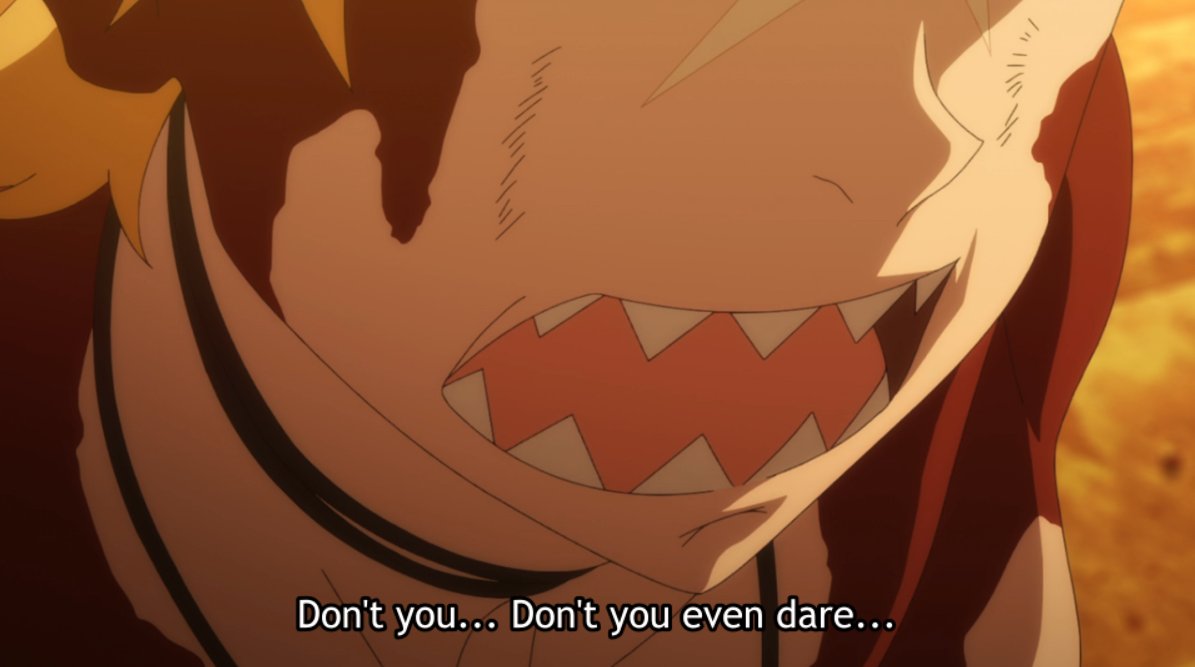 Garfiel's tough mask slips in this moment, when he uses the pronoun "ore" (俺), before correcting himself with his usual "ore-sama" (俺様), which is a self-aggrandizing way to refer to oneself.He's all about making himself SEEM big and strong.