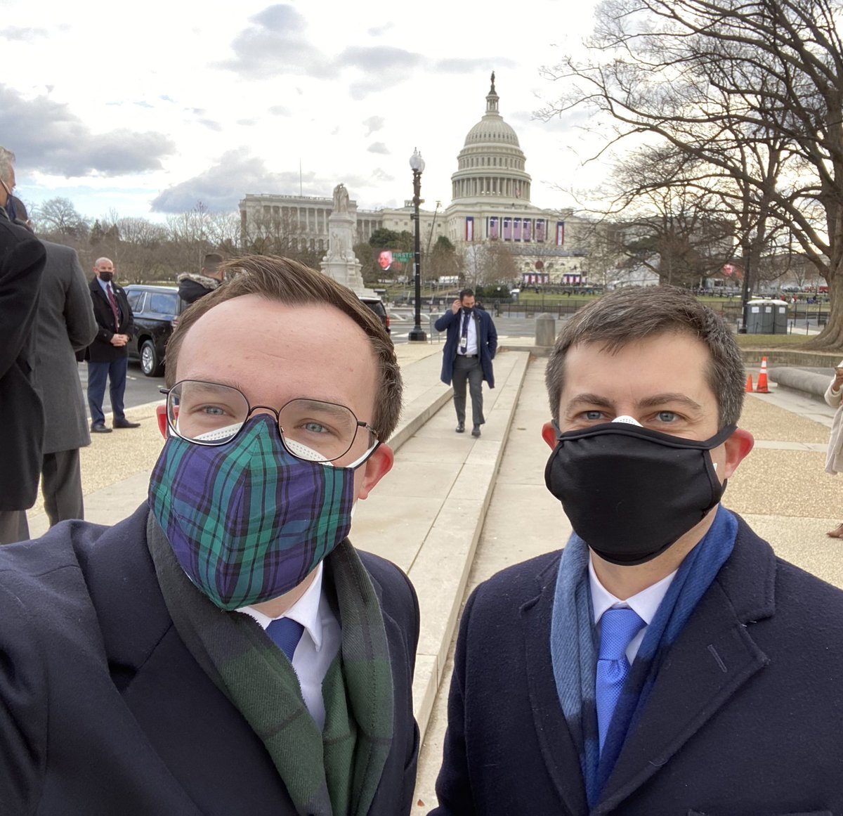 Chasten's tweet photo. What a beautiful morning to witness history. #BidenHarrisInauguration https://t.co/XZXiQyzffq