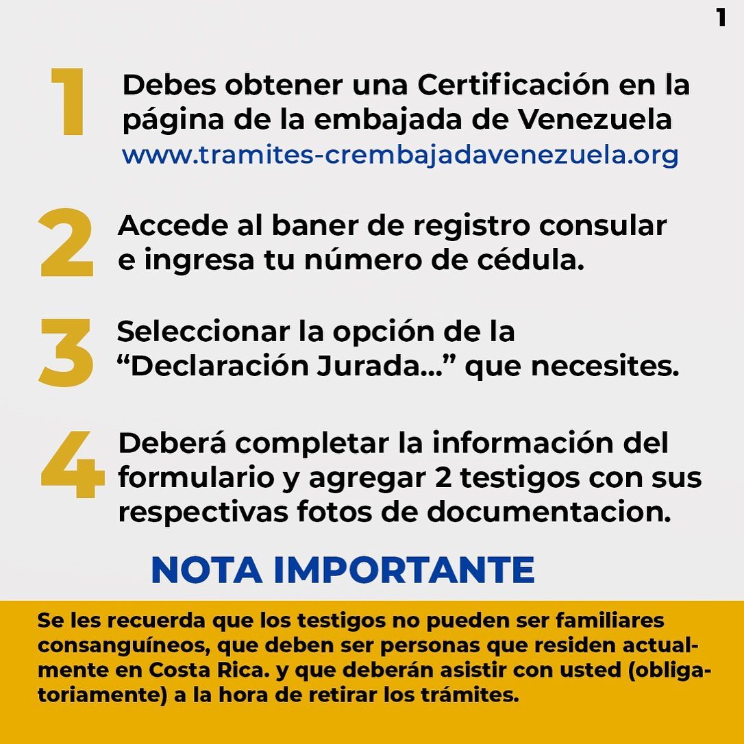 InviertaenCR's tweet photo. ¿Cómo solicitar la UNA DECLARACIÓN JURADA ante la Embajada de Venezuela en Costa Rica? 

#PreguntasFrecuentes #CostaRica #Venezuela #Migracion #VenezolanosEnCostaRica https://t.co/3JBiARVtC0