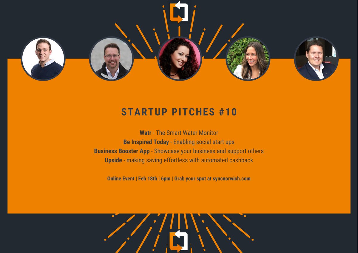 SyncNorwich's tweet photo. Startup Pitches #10

💧Watr - The Smart Water Monitor

🤟 Be Inspired Today - Enabling social start ups

📈 Business Booster App - Showcase your business and support others

💸 Upside - making saving effortless with automated cashback

❤️ Share &amp; join us
https://t.co/2NeQFTYUPk https://t.co/K8KsfOyYOF