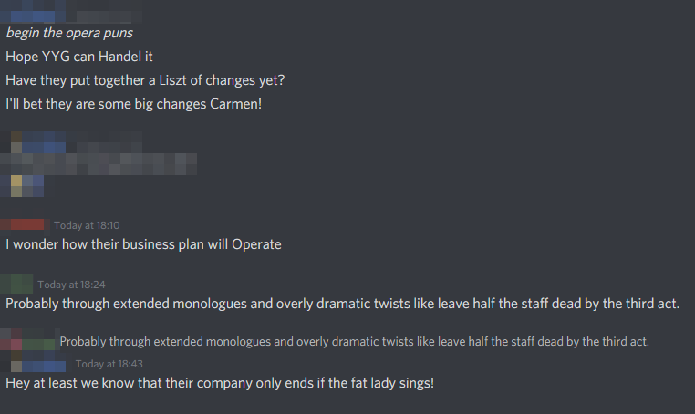 NocturneGames's tweet photo. The internal @YoYoGames chat used to be always full of god-awful puns... as such, I'm very happy to see that the wonderful #GameMaker community is keeping up the tradition while talking about the excellent news that broke today... 🤣🤣🤣
#pundev #indiepun #punmakerstudio https://t.co/kn4p6VCFri