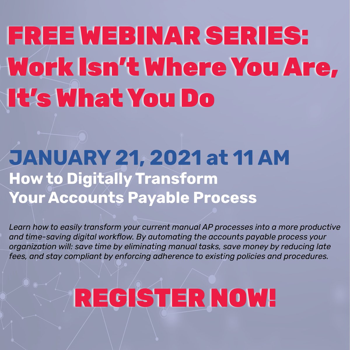 SymQuest's tweet photo. Last chance to register for our webinar: How to Digitally Transform Your Accounts Payable Process. TOMORROW AT 11 AM, we will discuss how moving to a digital workflow could save your organization a whole lot of headaches! 
Register now: https://t.co/QRtobybNJd https://t.co/38PnGNPzVI