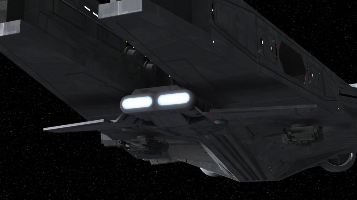 A slight different version of this ship, the Arquitens Command Cruiser appeared in Rebels, while there are some changes the ship appears to be the same size, about 200m long.