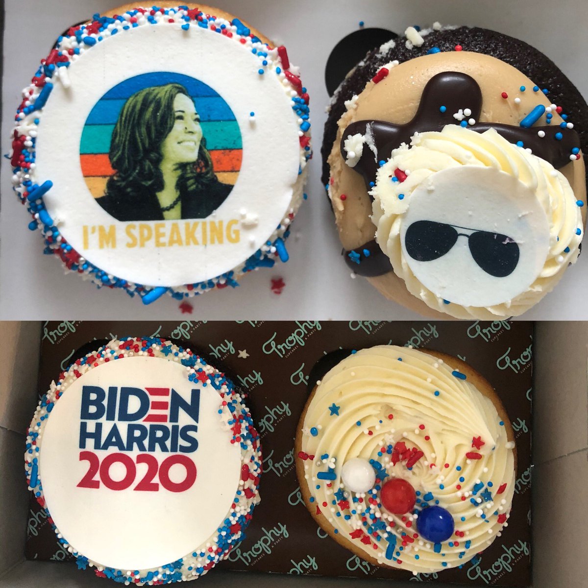 adria_leanne's tweet photo. I couldn’t resist these Inauguration Day cupcakes from @trophycupcakes. Lots to celebrate today. 🎉 https://t.co/qufUvaDGqT