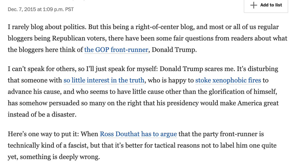 First, I think I was right on my basic take of Trump. Here was my first post on Trump, in December 2015, "Yes, Donald Trump Scares Me, Too":  https://www.washingtonpost.com/news/volokh-conspiracy/wp/2015/12/07/yes-donald-trump-scares-me-too/