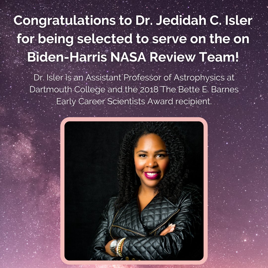Graduate Women in Science (@gwisci) on Twitter photo Dr. Jedidah C.Isler is an Assistant Professor of Astrophysics <a href="/dartmouth/">Dartmouth 🌲</a> and 2018 <a href="/GWISci/">Graduate Women in Science</a> Bette E. Barnes Early Career Scientists Award recipient. Her research explores the physics of blazars – supermassive black holes at the centers of galaxies that create particle jets. Dr. Jedidah C.Isler is an Assistant Professor of Astrophysics <a href="/dartmouth/">Dartmouth 🌲</a> and 2018 <a href="/GWISci/">Graduate Women in Science</a> Bette E. Barnes Early Career Scientists Award recipient. Her research explores the physics of blazars – supermassive black holes at the centers of galaxies that create particle jets.