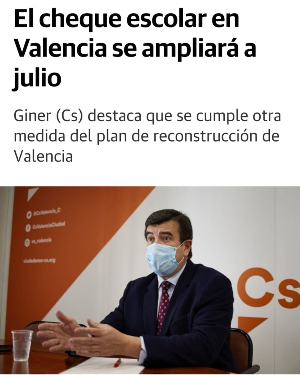 Fginer's tweet photo. 📰@lasprovincias recoge la noticia que beneficiará a 5.160 familias en Valencia.
Me confirman que en breve, se resolverá oficialmente que el #ChequeEscolar también se implantará en julio.

De esta manera, ser padre/madre y trabajar será un poco, más fácil.
https://t.co/DfbMtpFJqZ https://t.co/7MdpVKz5em