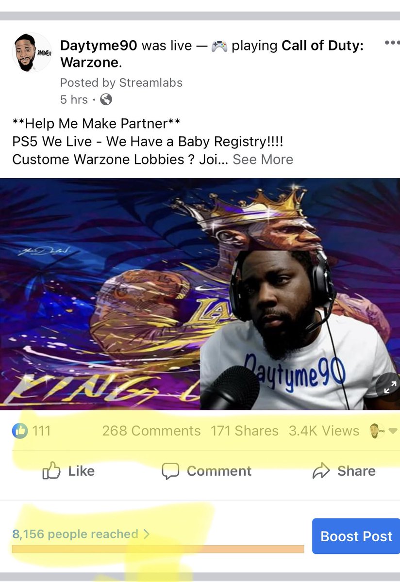 daytyme90's tweet image. 🤔 I may be an official #CODStreamer now 😂 
3.4K #views !! 
100+ #likes 
171 #shares 

And not to mention we had 40 new #followers in 5hrs of #streaming !!!! 🔥🥵🔥🥵🔥🥵 

Y’all some #sweats !!! #FacebookGaming #INeedPartner