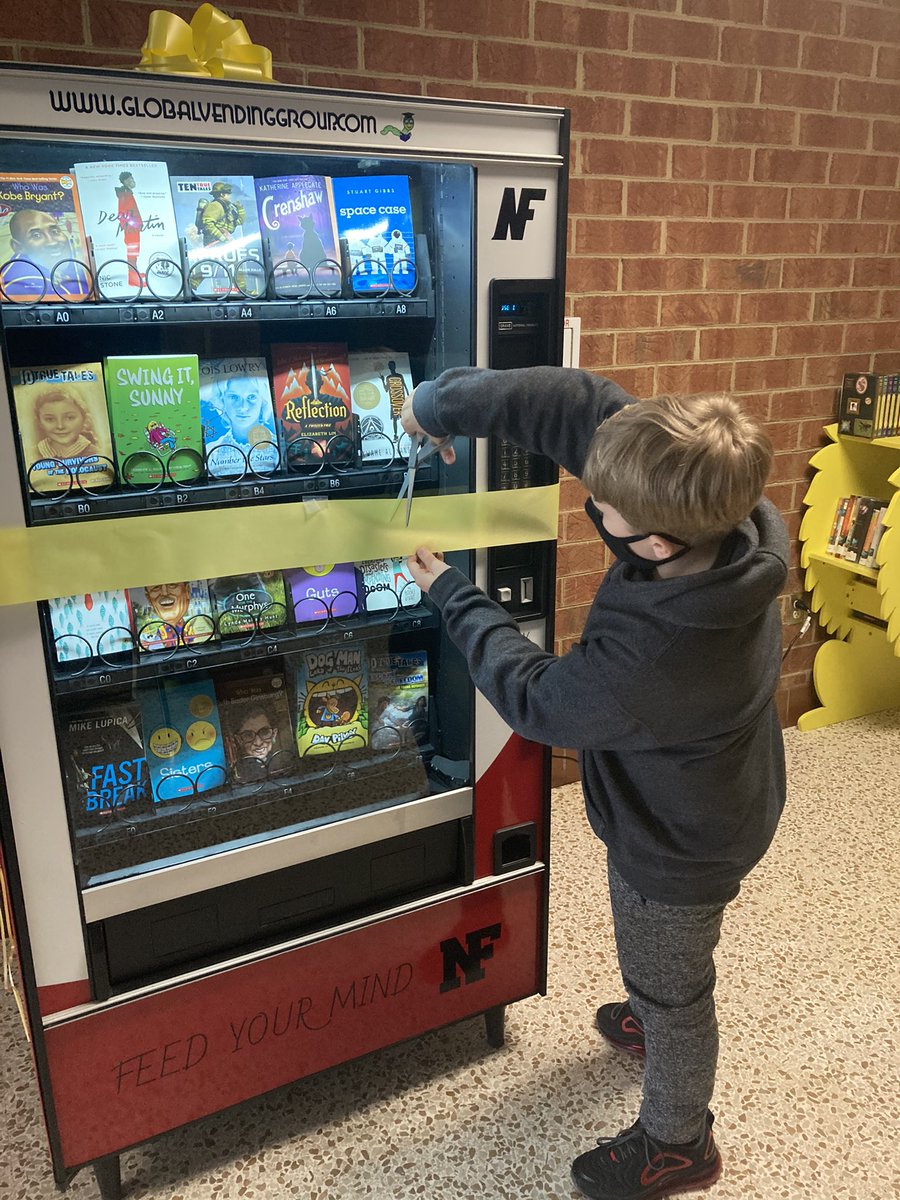 NorthForkMS's tweet photo. Our first recipients of a book from our new vending machine!! These students and staff were selected for their demonstration of NFMS pride, drive and voice! Way to go! https://t.co/lBEm7TqFS6