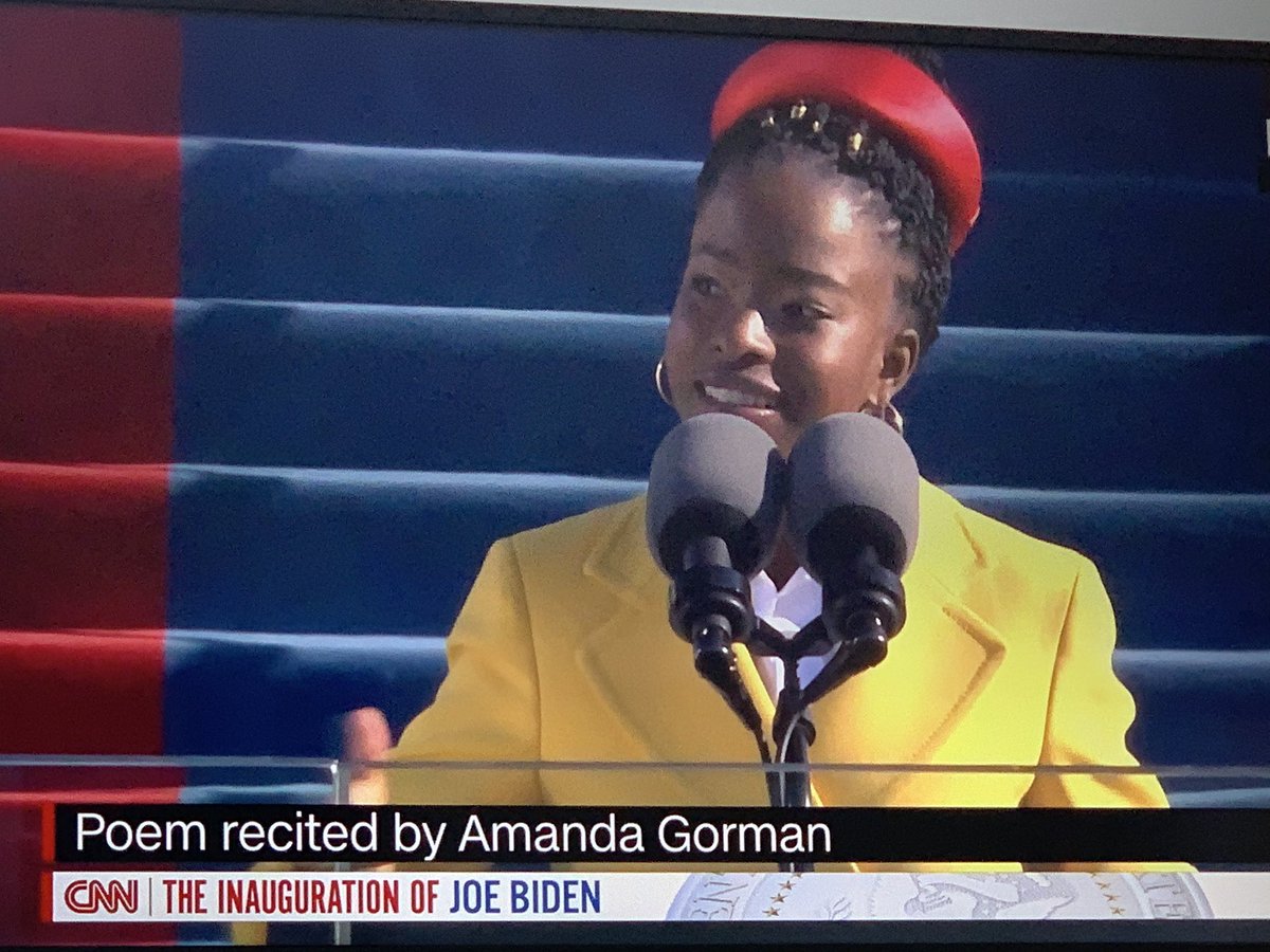 In my reading classes today, we looked at an excerpt from Amanda Gorman’s poem to find evidence of her message of “coming together and crossing divides”. But to hear her read it, wow, it took my breath away. #Inauguration #ThisIsLigon