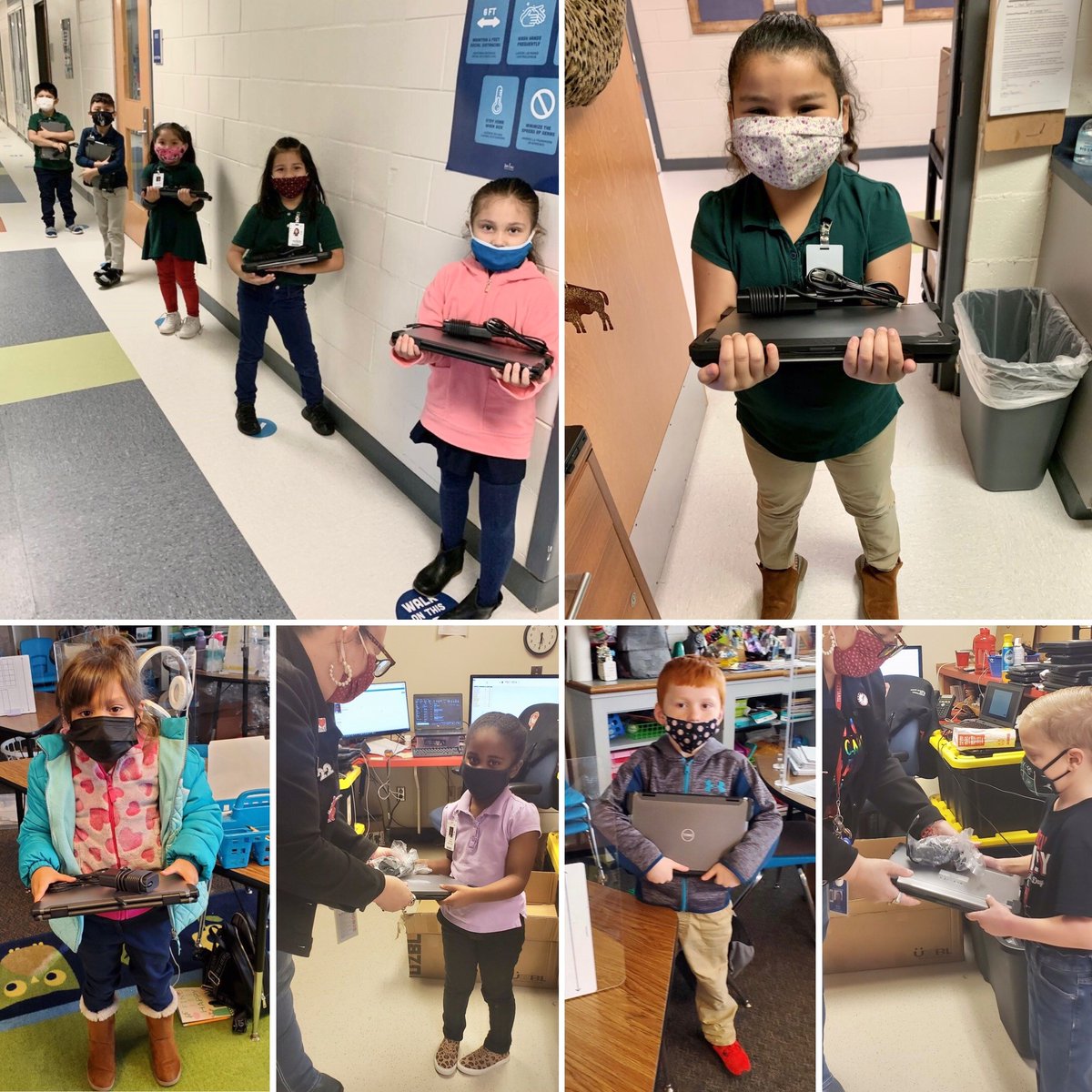 IISDTechService's tweet image. The new touchscreen #Chromebooks for 1st &amp;amp; 2nd grade students are rolling out!! Look at these happy faces at @BartonBuff, @BrownElementary &amp;amp; @townleytorches!!  These students are being FANTASTIC examples as they carry their devices safely, with BOTH hands. ♥️💻🎉 #IISDTech #IISD