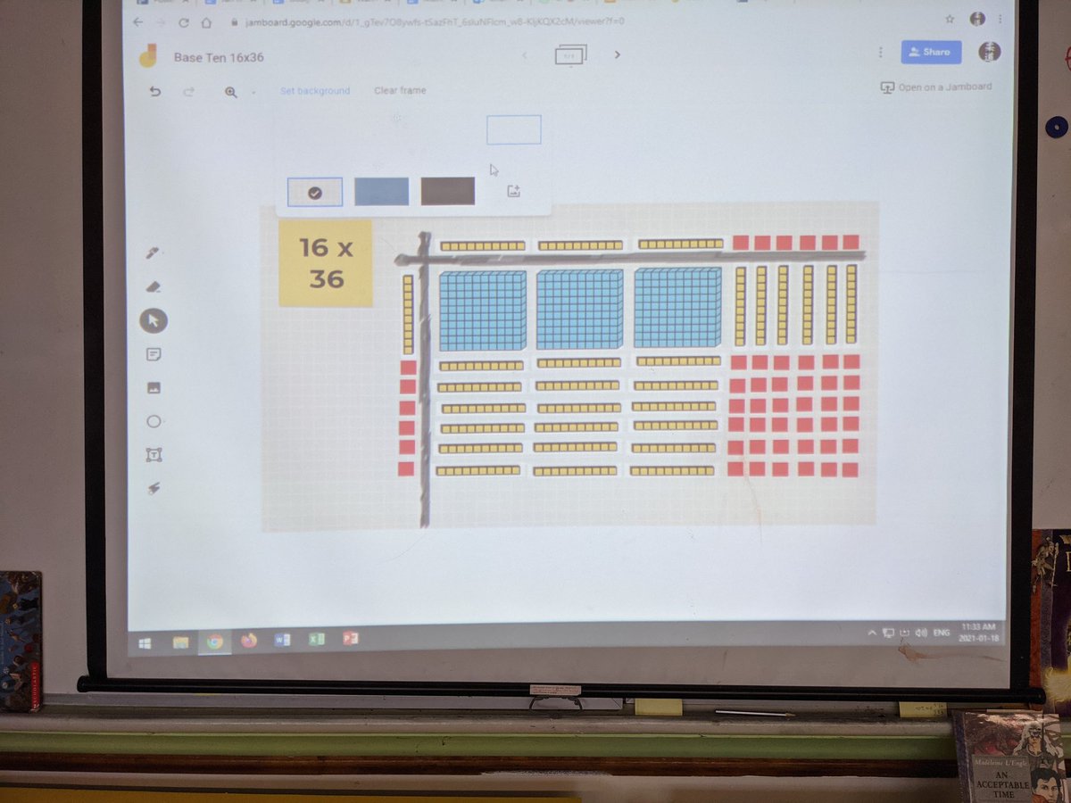 HrceJennifer's tweet photo. Using Jamboard to make arrays to visually represent 2-digit by 2-digit multiplication in grade 5/6. @oxfordschoolhfx #HRCEmath https://t.co/UQEoNhtg7z