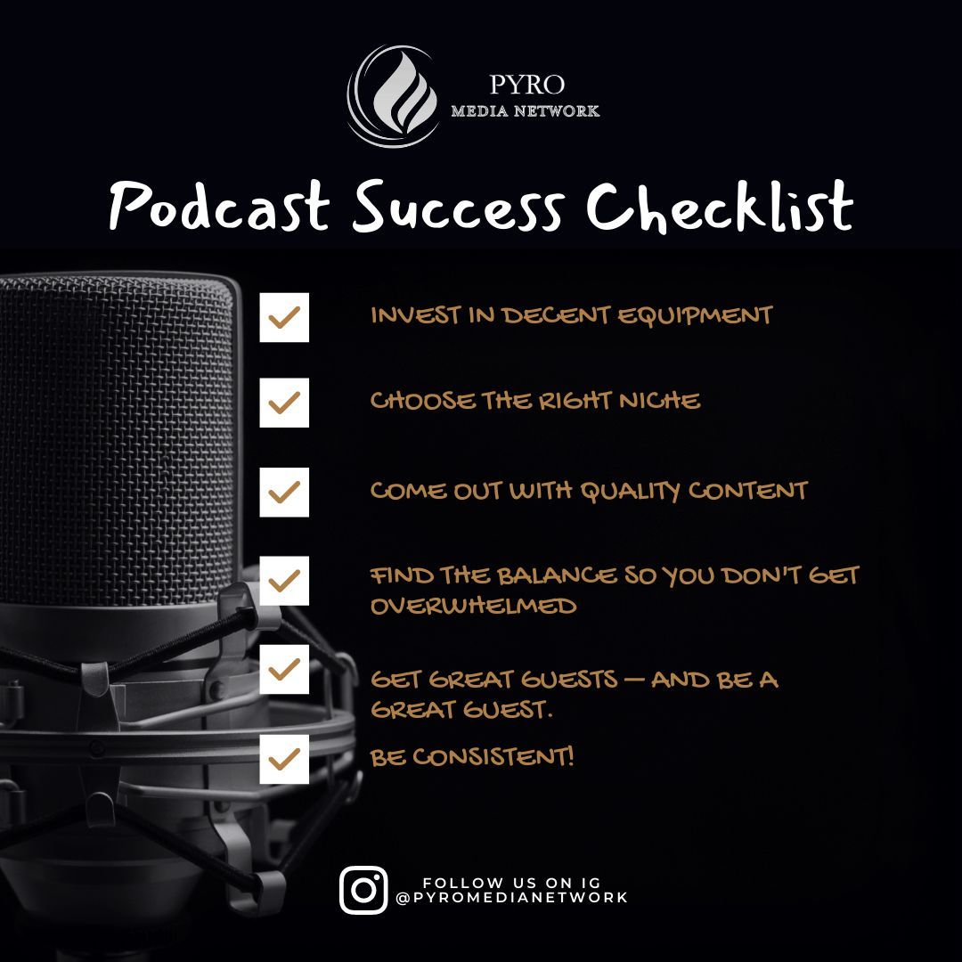 pyromedianet's tweet image. Here are a few tips from Pyro to help you get started on your first Podcast!

#pyromedia #pyromedianetwork #blackowned #goalsetting #brandstrategy #marketing #digitalmarketing #digitalmarketingagency #podcast  #businesstips #podcastlife