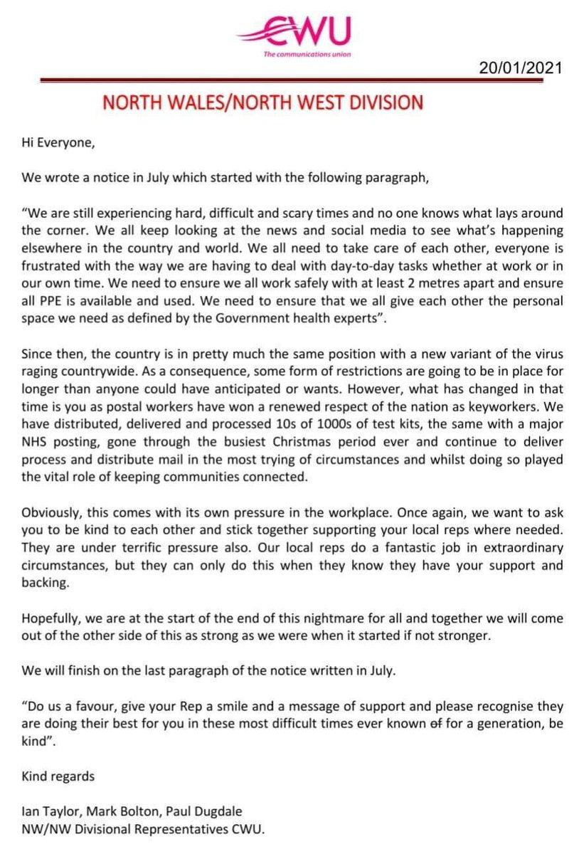 CWU NORTH WALES/NORTH WEST DIVISION tweet media