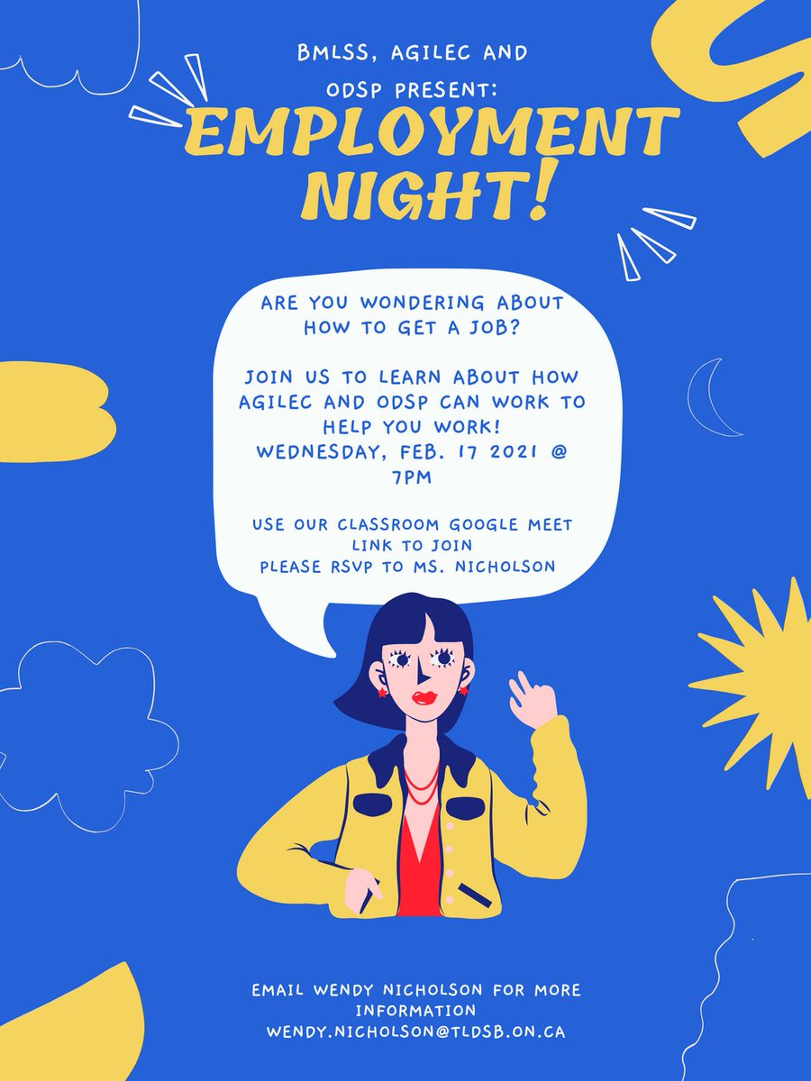 mylibrariansays's tweet photo. Mark your calendars! BMLSS is hosting an online meeting 'How to Get a Job' for our students in Practical Academics &amp; Life Skills. Wednesday, Feb. 17 @ 7 pm. More information is on the poster. @infobml @TLDSB #lakerslearn #bmlss @HuntsvilleHS @MsDiFebo https://t.co/r2mkgCp3yd