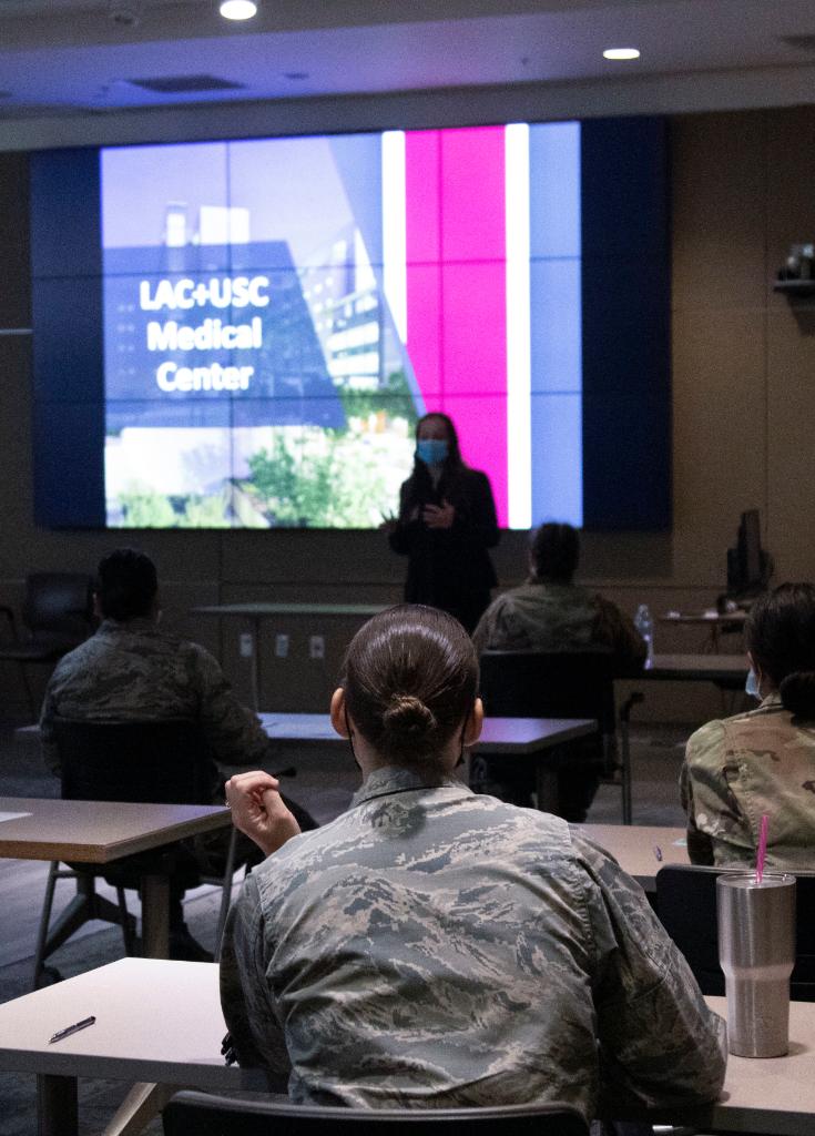 USArmyNorth's tweet photo. 20 Airmen of the 99th Medical Group, @NellisAFB, attended orientation briefings, equipment issue &amp; fit tests prior to onboarding last week at @LACHealthSrvs in Los Angeles Calif., in support of the whole-of-America #COVID19 response.

U.S. Army 📸 by Pfc. Garrison Waites https://t.co/p52XHYVRgt