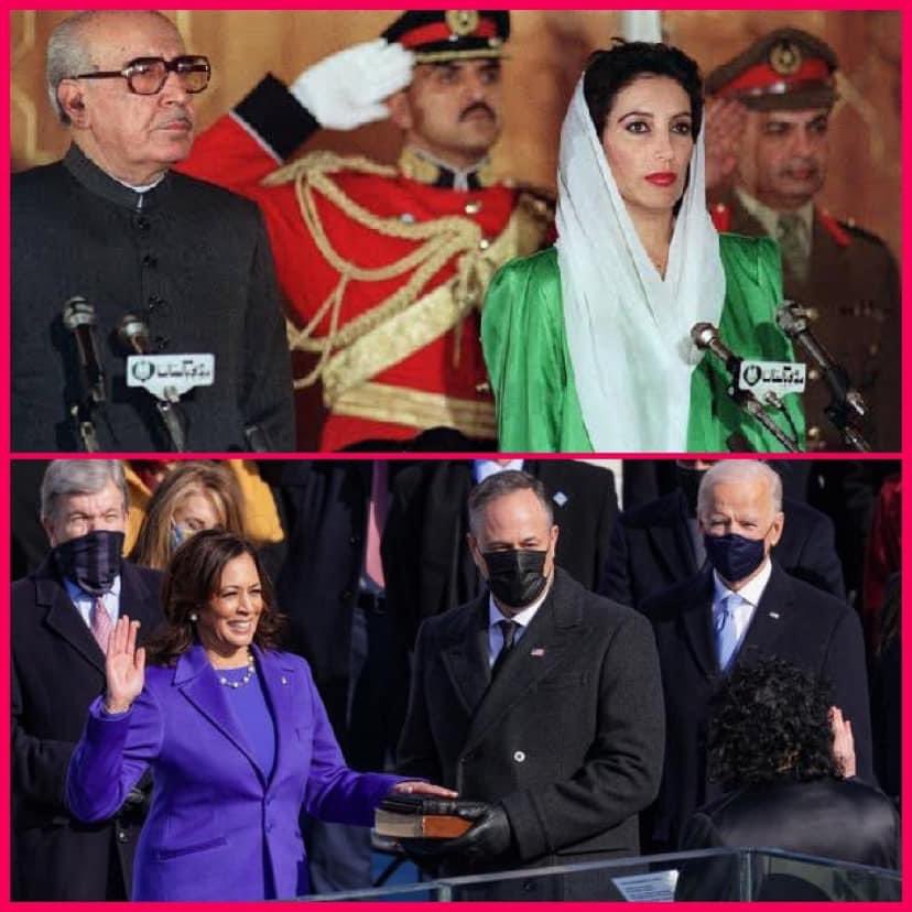 The first female Vice President of the United States takes oath while we elected a female Prime Minister 33 years ago. 

More power to women all over the world. This world would be a better place if we give equal opportunities to women.