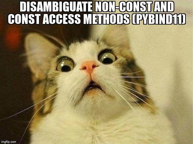 overflow_meme's tweet image. Disambiguate non-const and const access methods (Pybind11) stackoverflow.com/questions/6581… #pybind11 #cpp