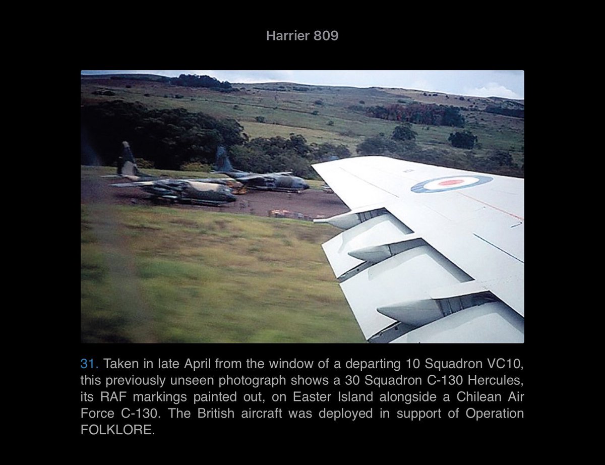 What a read Harrier 809 by  @RowlandWhite was eye opening, inspiring & educational.It tells the story of 809 NAS reforming under Lt Cmdr Tim Gedge, and transported on the ill-fated Atlantic Conveyor. But I couldn’t not post a photo of a 10 Sqn VC10 