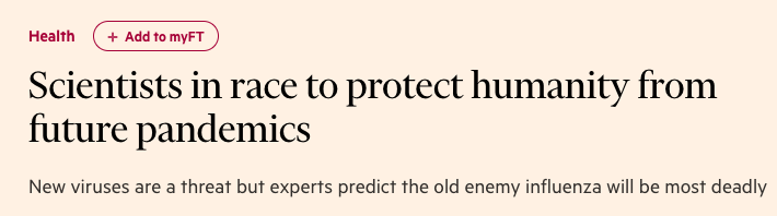 20 Jan 2020: FT on future pandemics