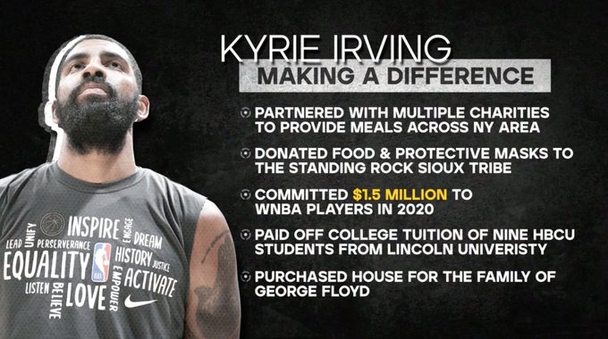 BleacherReport's tweet image. Respect, @KyrieIrving 🙏