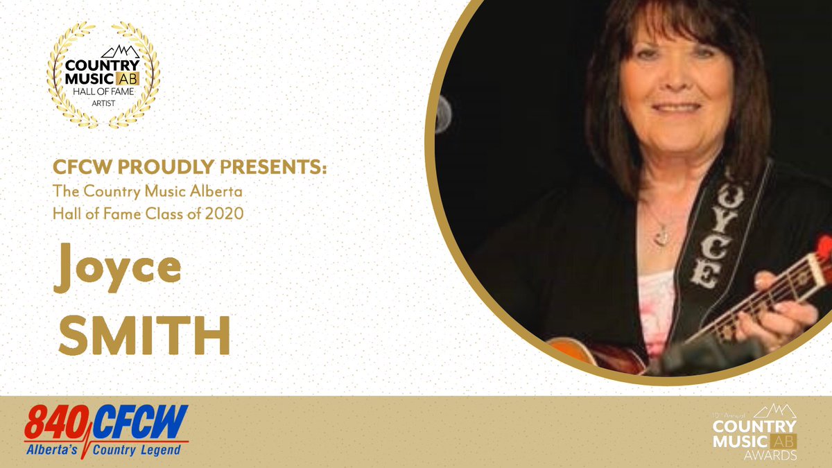 CountryMusicAB's tweet photo. We are honoured to welcome Joyce Smith into the Country Music Alberta Hall of
Fame, artist category. Ms. Smith is recognized as one of Canada’s first female country stars, selling over
100,000 copies of her single in the US.
#CMABHallOfFame Class of 2020 is presented by @840CFCW https://t.co/VCZ6YvpZFl