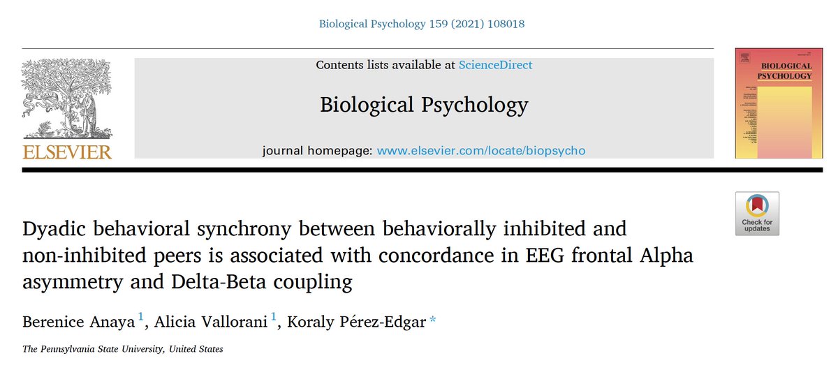 Koraly Pérez-Edgar 🇵🇷 (@Dr_Koraly) on Twitter photo 2021-01-22 00:45:08 New paper from co-1st authors @B_Anaya15 & @AliciaVallorani w/ @Dr_Koraly trying to keep up. Q: Does behavioral inhibition (a temperamental risk for soc anx) assoc w/ dyadic bhvrl synchrony in young kids? Q: Do EEG-derived measures track synchrony? Lets see: 1/ New paper from co-1st authors @B_Anaya15 & @AliciaVallorani w/ @Dr_Koraly trying to keep up. Q: Does behavioral inhibition (a temperamental risk for soc anx) assoc w/ dyadic bhvrl synchrony in young kids? Q: Do EEG-derived measures track synchrony? Lets see: 1/