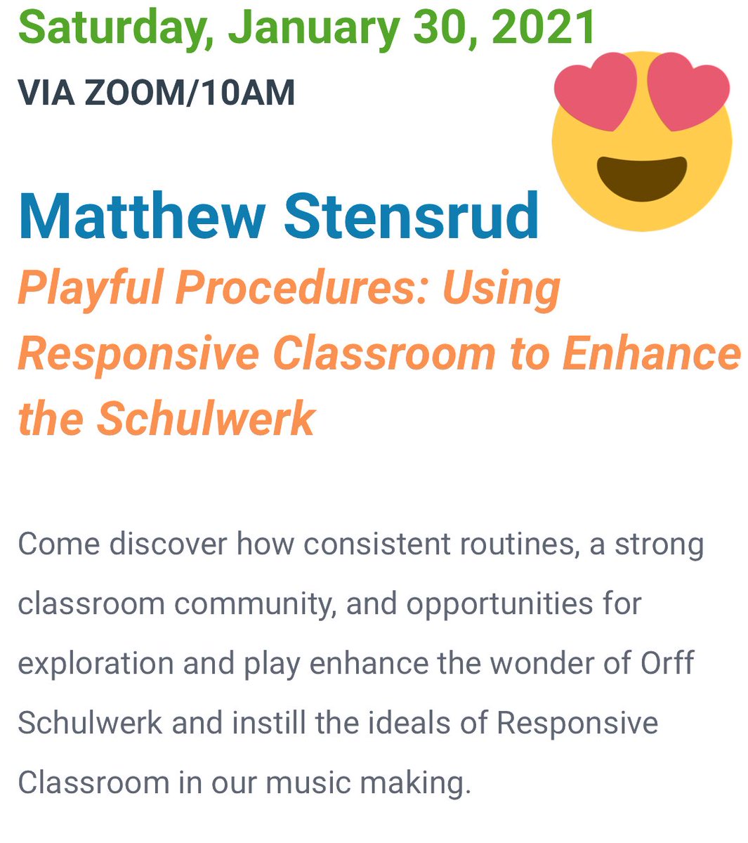 Upcoming workshop 🚨 alert: Matthew Stensrud will present Saturday, January 30, 2021! Sing, dance, and play with LA Orff on Zoom! 

laorff.org/2020-2021-work…  
<a href="/matthewstensrud/">Matthew Stensrud</a> <a href="/TM4ri3music/">TM4Ri3music</a> #orff #orffschulwerk #zoom #musiced #musiceducation #orfffam #sing #dance