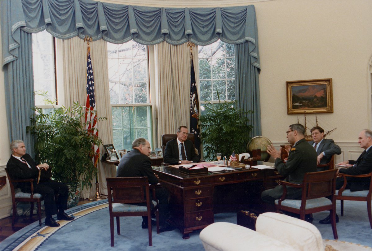George H.W. Bush picked his desk from the VP's office, following the tradition of former VP-presidents Johnson, Nixon & Ford. Carter was disappointed not to see 'JFK's desk' when he got to the Oval in '77. The Smithsonian returned it to the Oval - Carter's 1st executive decision.
