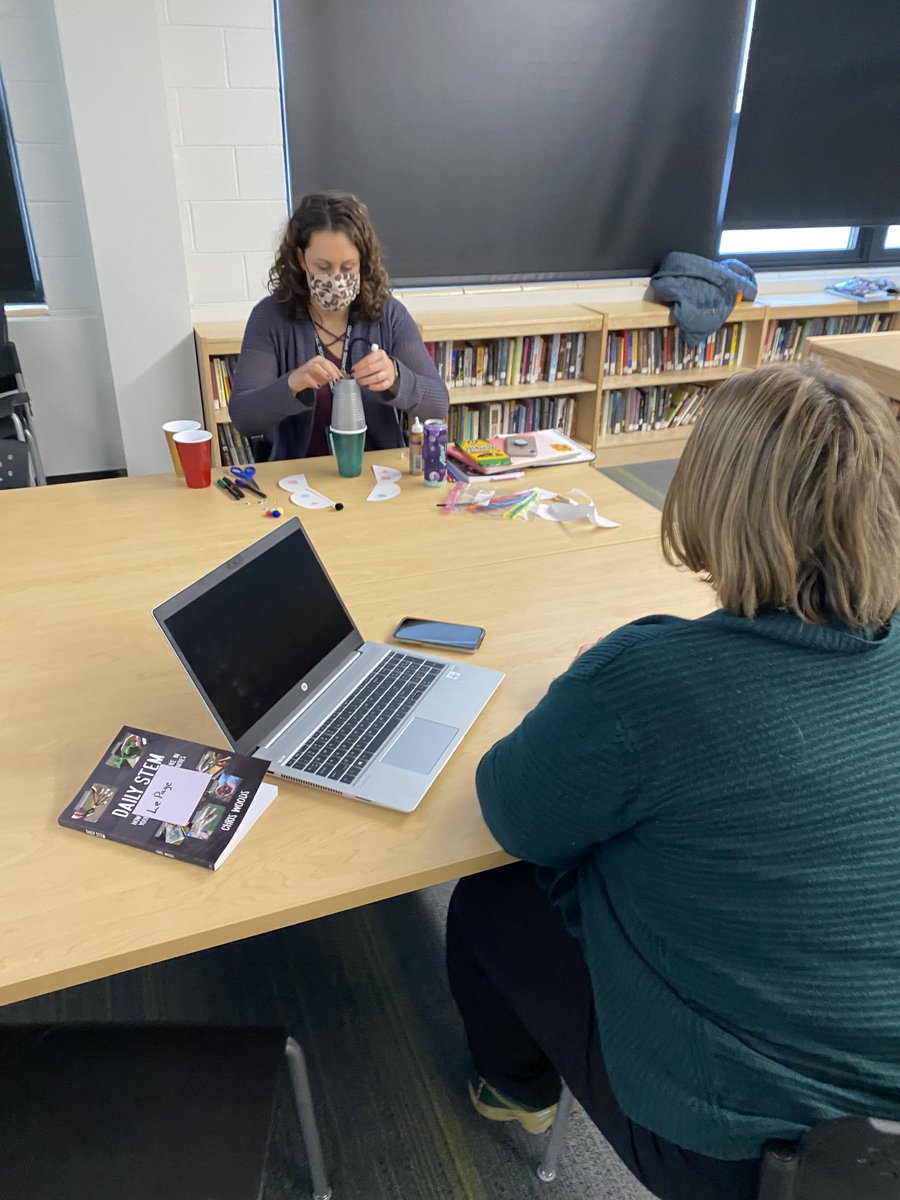 STEM Book study with ⁦@NLSD_Huck⁩ using ⁦@dailystem⁩ book Daily STEM. Did a little hands-on activity for enjoyment. ⁦@MyParks2013⁩ ⁦@christ_tracy⁩ ⁦@winland_shs⁩ ⁦@PrincipalCMill⁩ ⁦@LePageSHS⁩ ⁦@NLSDTech⁩ #STEMculture