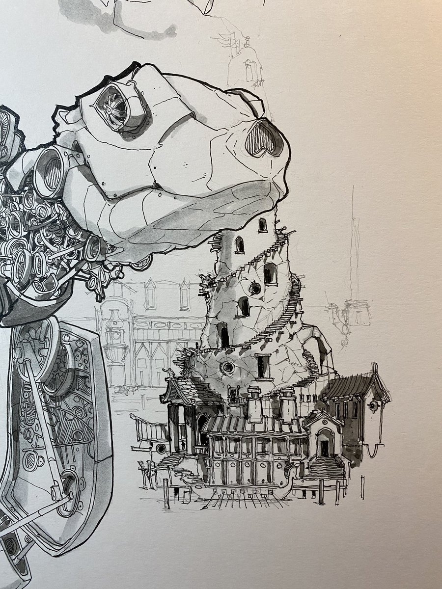 Doodlebags's tweet photo. I’m going back to work on the #inktober #steampunk piece for the #flightoftheterrapin #steampunkairship
#art #sketch #drawing #illustration #doodlebags #nashville #characterdesign #nashvilleartist #steam #steampunkturtle #fantasyarchitecture #longboats #ink #tinydetails https://t.co/NiD72lLqiV