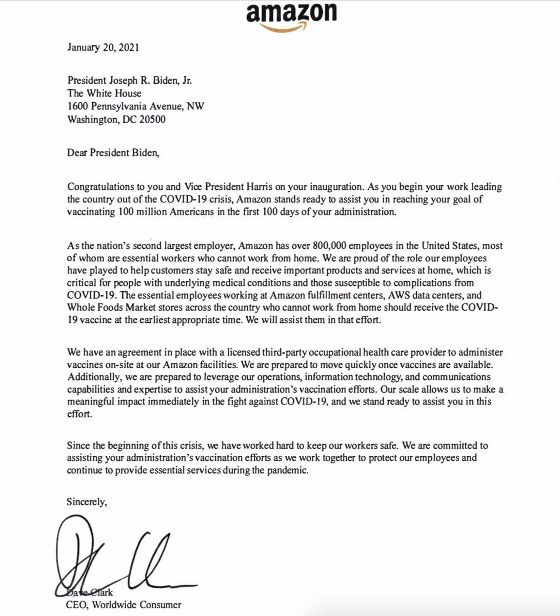 TimRunsHisMouth's tweet image. Here's Amazon's letter... they were silent for weeks as the vaccine started rolling out under Trump and Operation Warp Speed.

Hating Trump was more valuable than the lives of Americans.