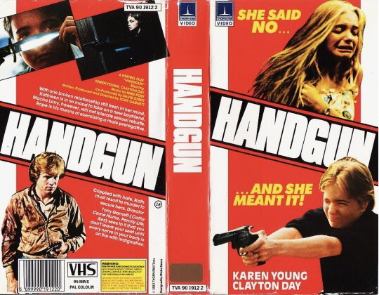 Original rental vhs artwork of the film #Handgun starring Karen Young and directed by Tony Garnett #Tbt #artwork